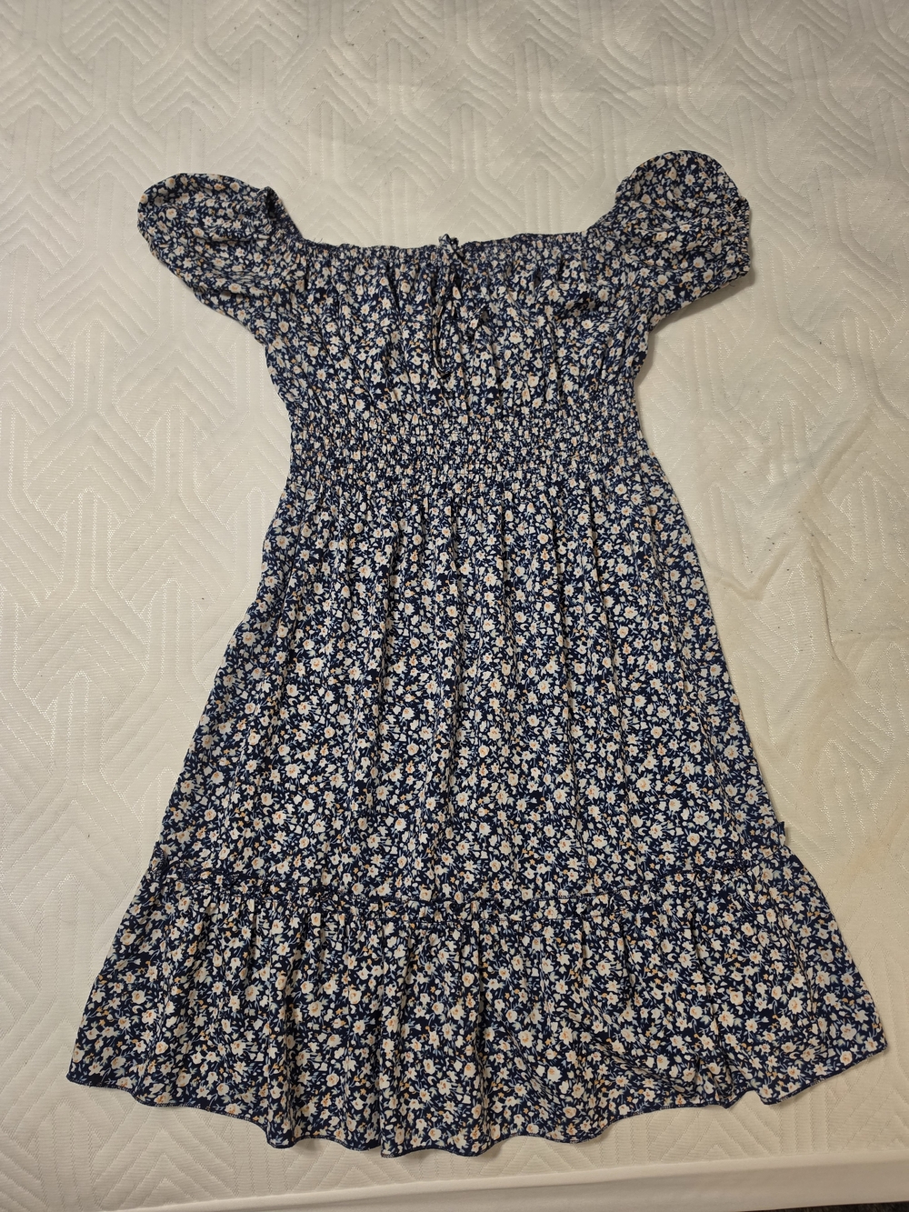 SHEIN Navy Floral Milkmaid Dress